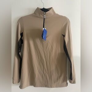 NWT Tailored Sportsman Icefill long sleeve sunshirt in safari with black mesh